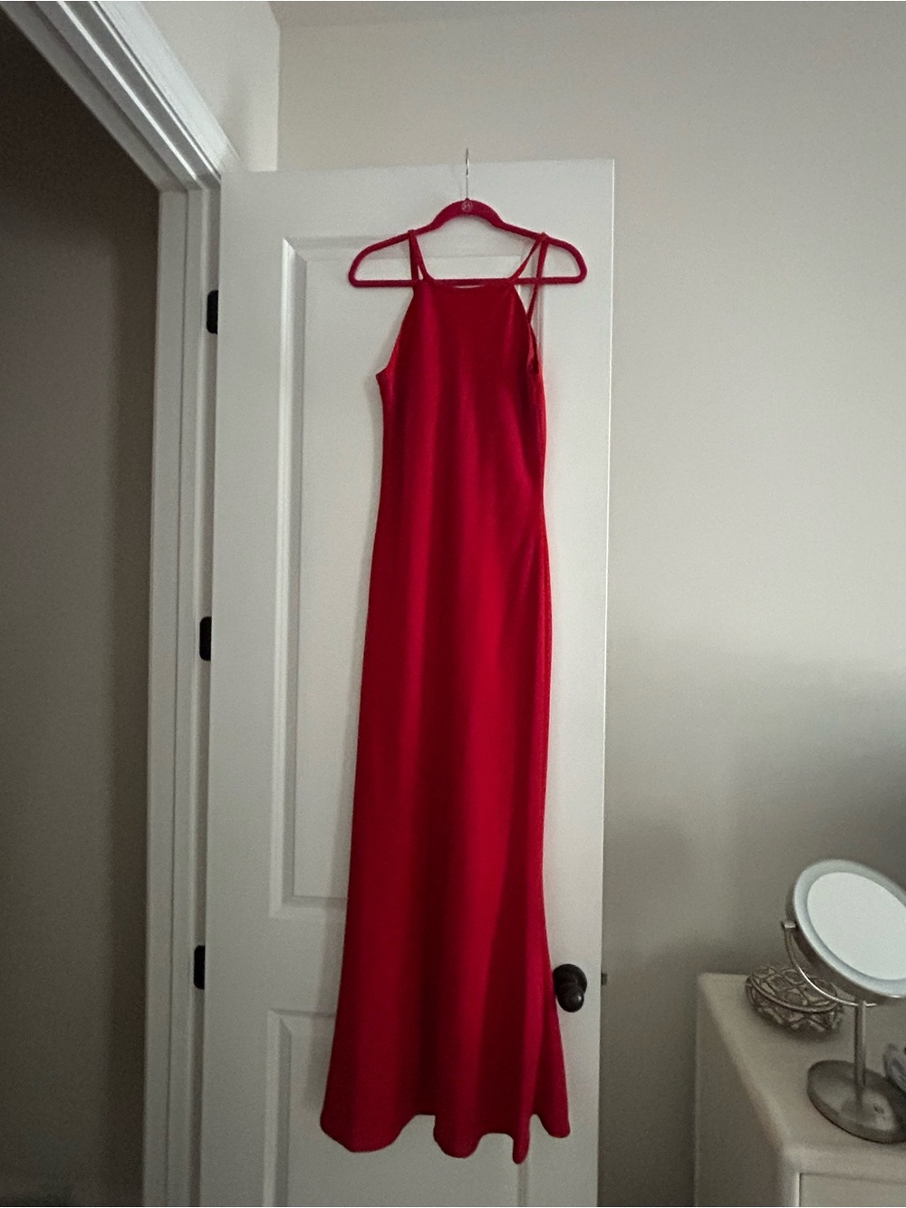 Calvin Klein Red Bias-Cut Maxi Slip Dress